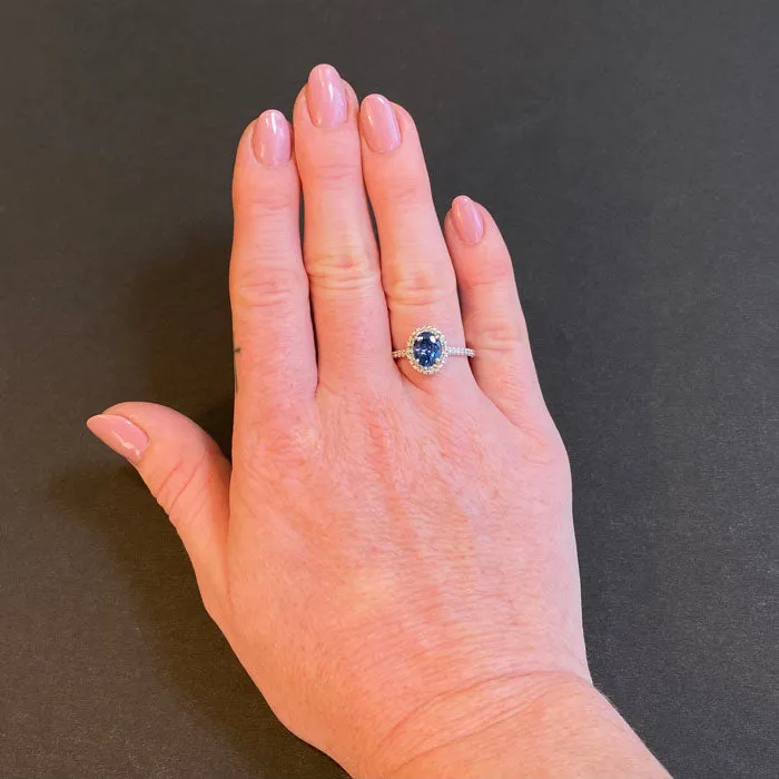 14K White Gold Sapphire and Diamond Ring 1.51 Carats