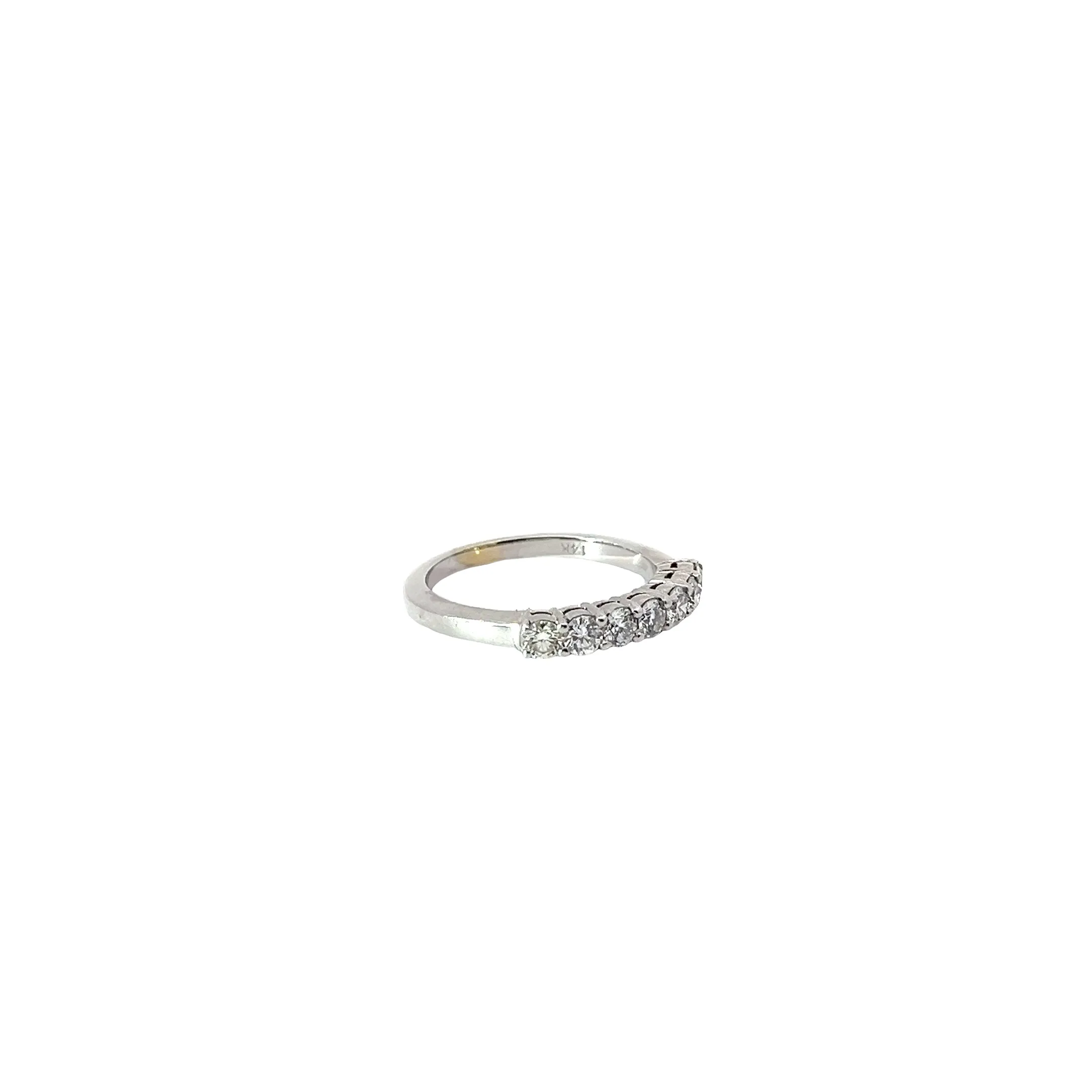 14k White Gold.50ct F VS2 (7) Round Diamond Wedding Ring Size 5 1/2