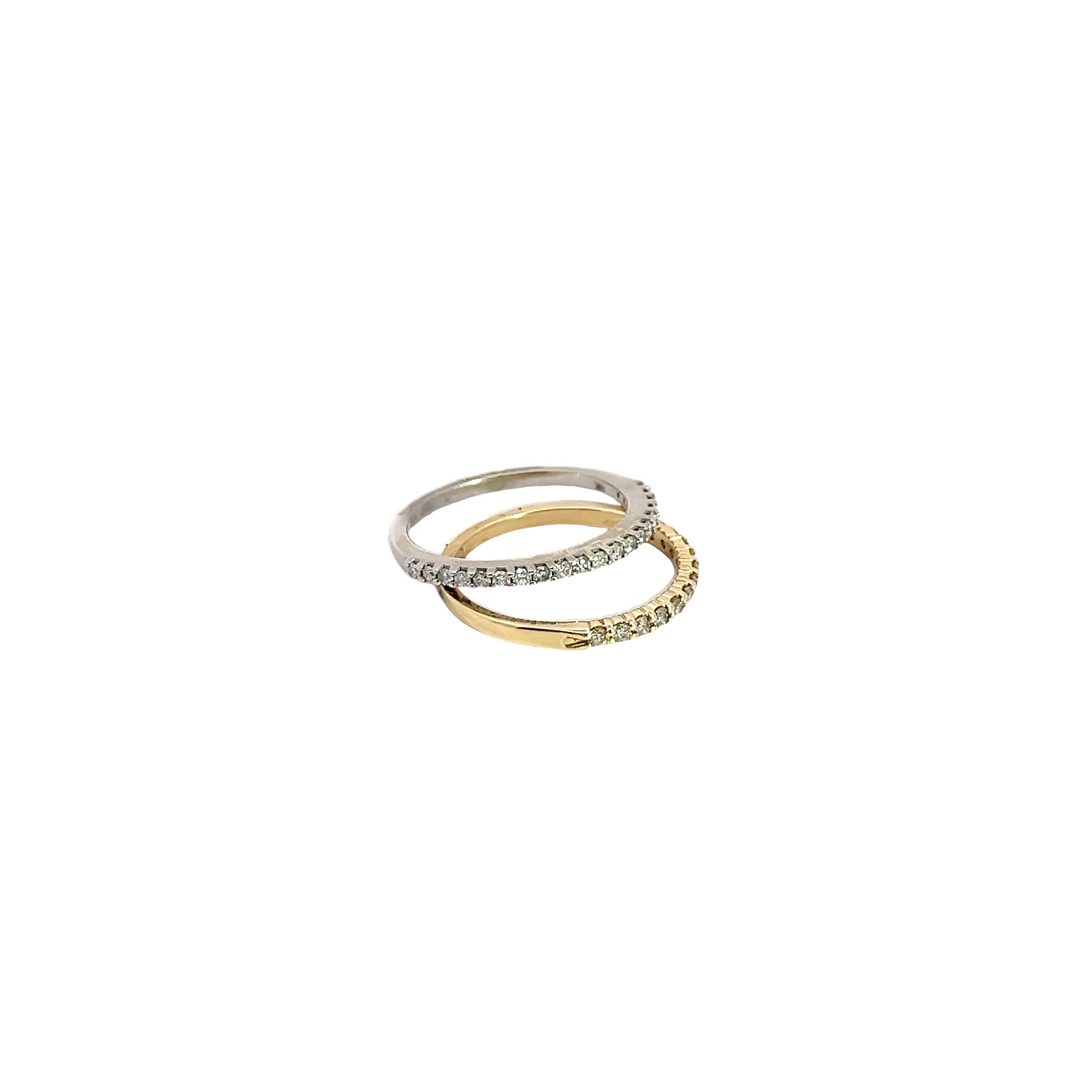14k  Yellow and White Gold .25ct H SI1 Round  Diamond Wedding Band Ring size 7