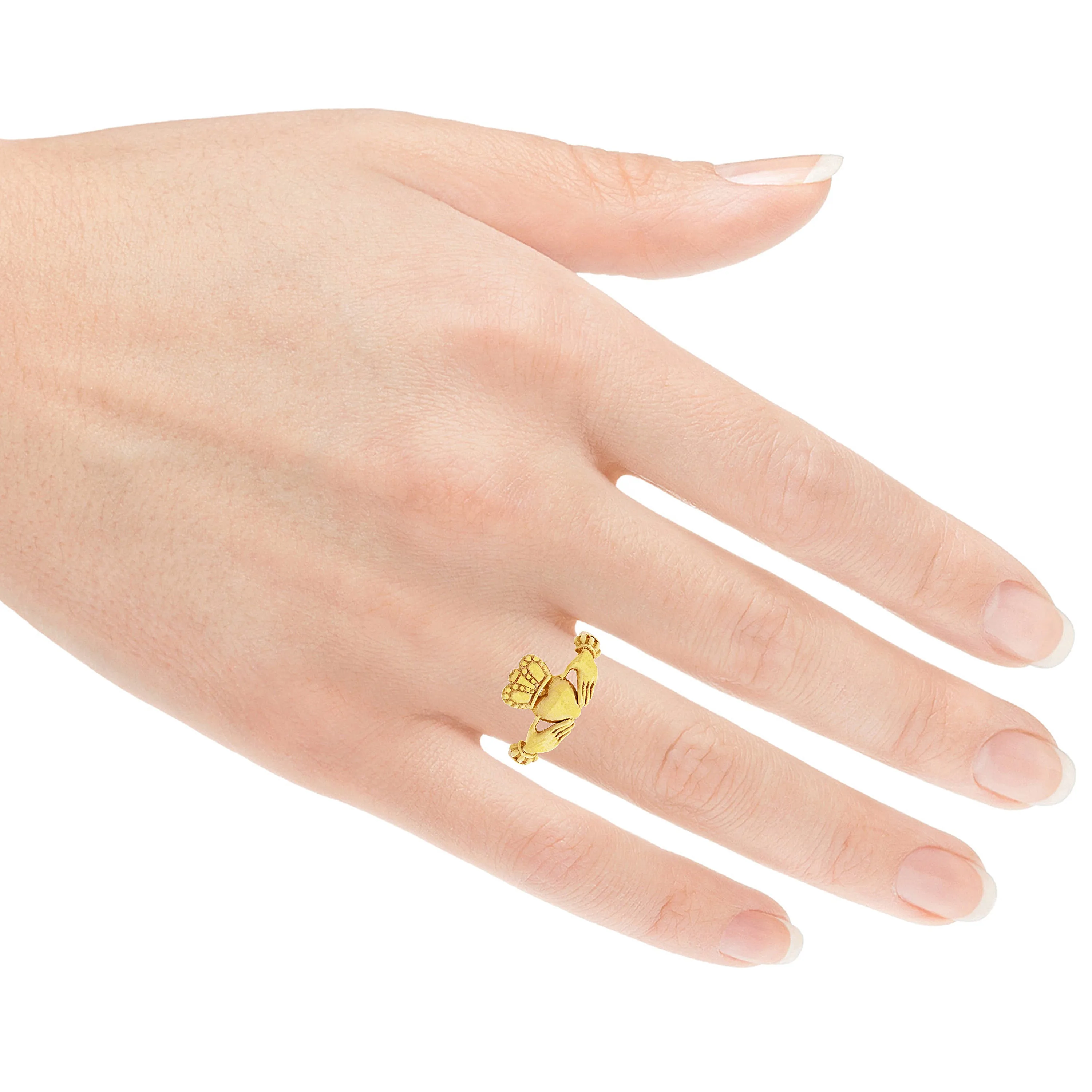14k Yellow Gold Claddagh Love Friendship Irish Ring Sizes 5-9.5