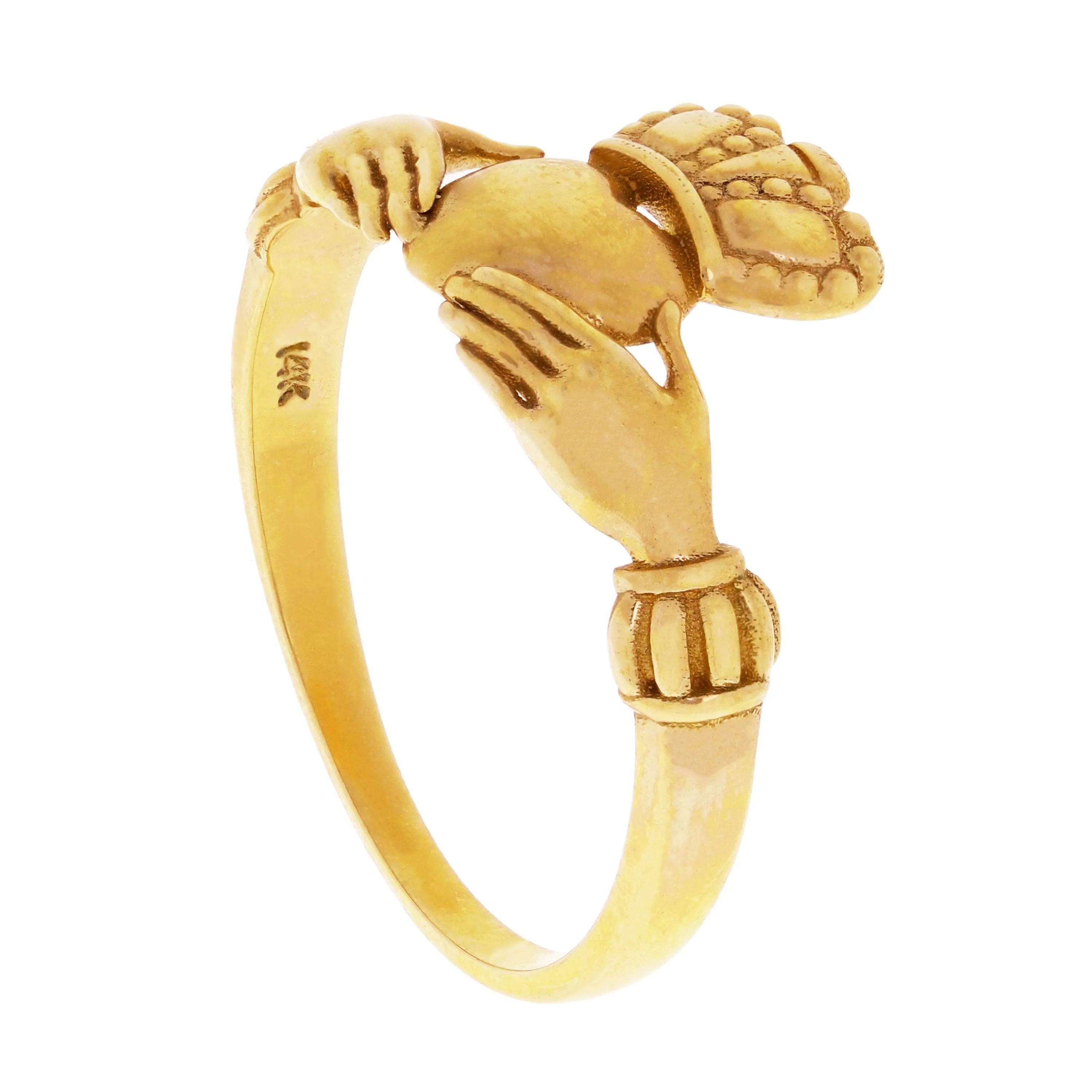 14k Yellow Gold Claddagh Love Friendship Irish Ring Sizes 5-9.5