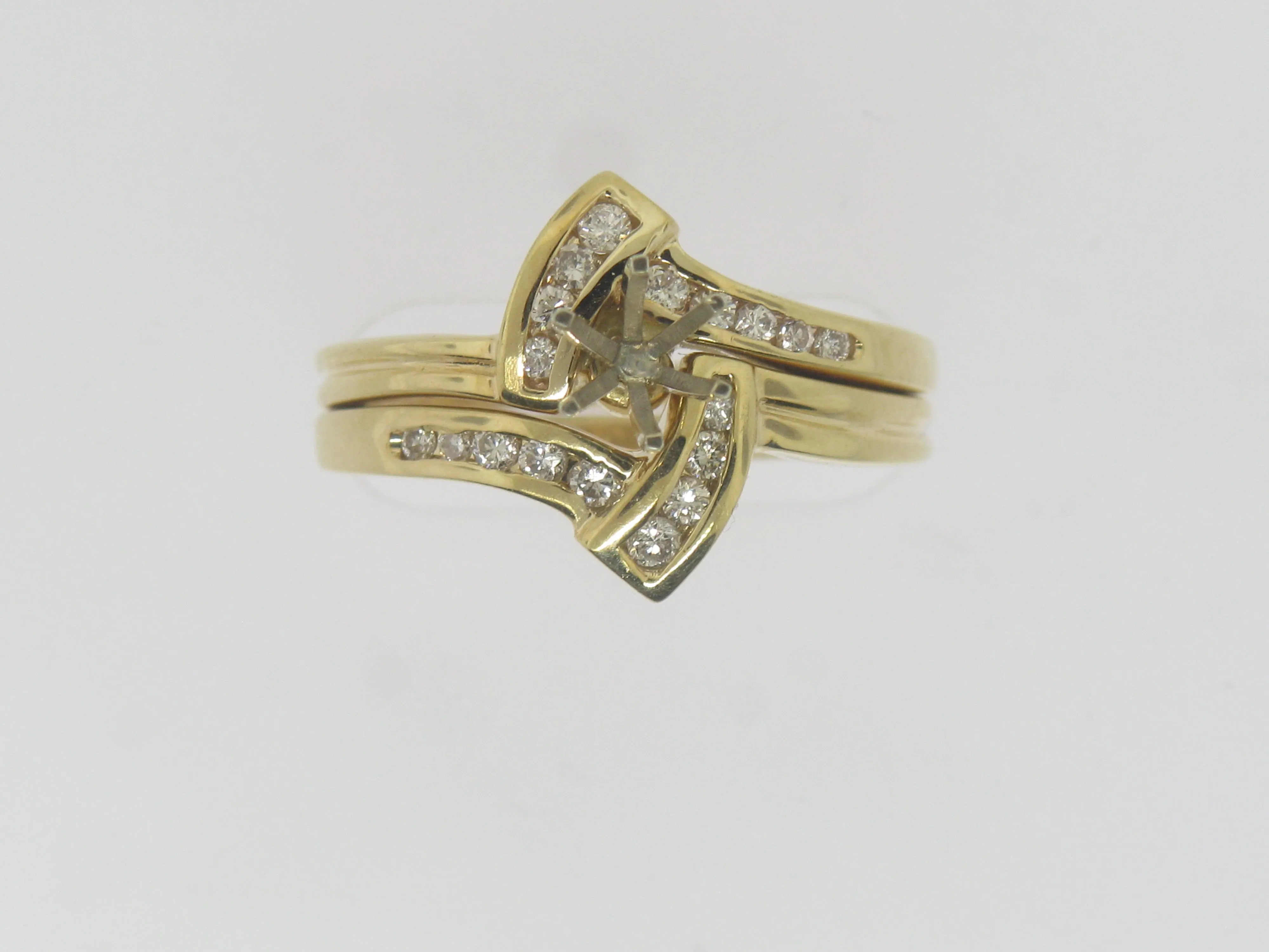 14K Yellow Gold Diamond Wedding Set Mounting for 1/2 CT Diamond Size 5.5