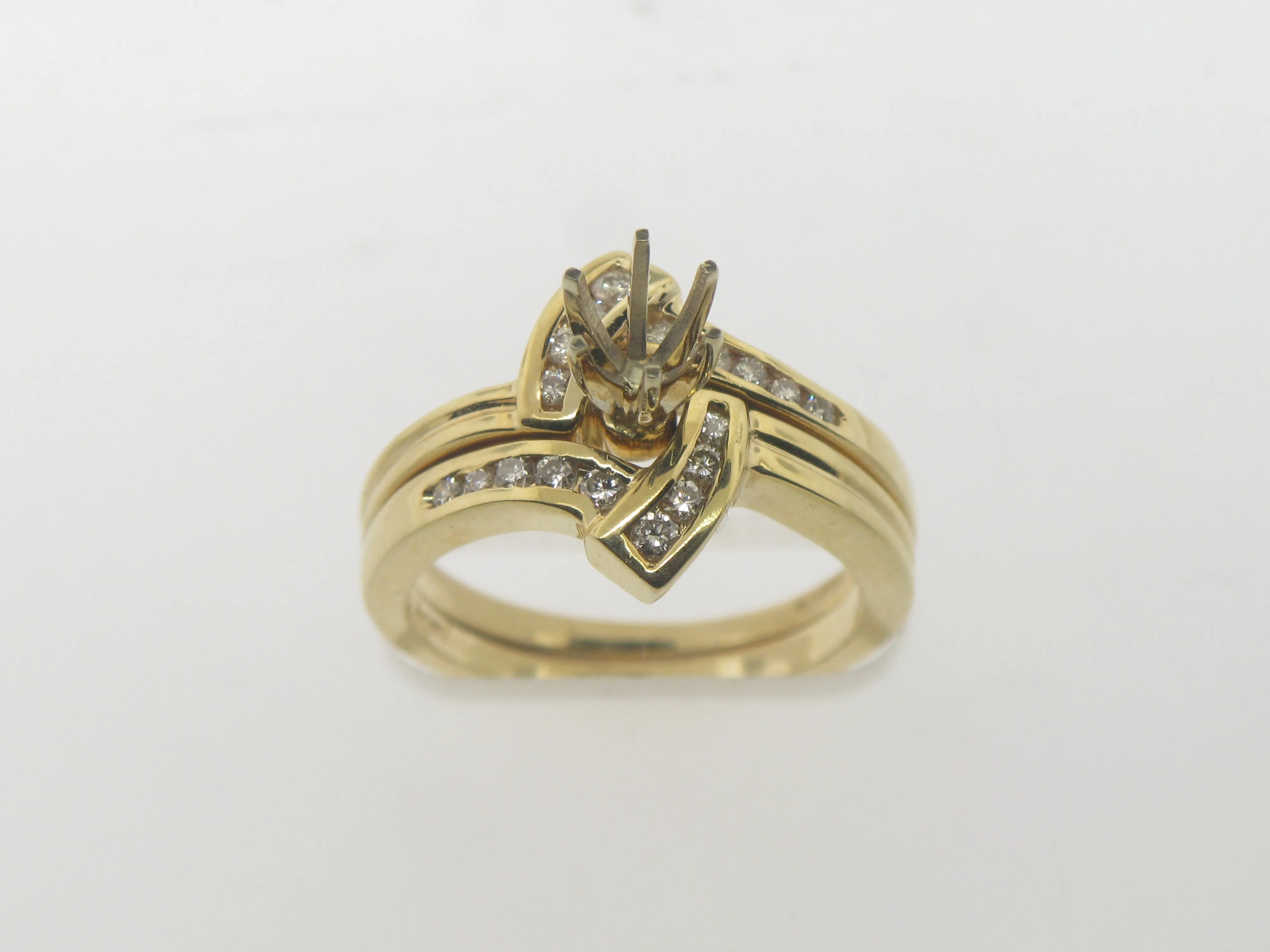14K Yellow Gold Diamond Wedding Set Mounting for 1/2 CT Diamond Size 5.5