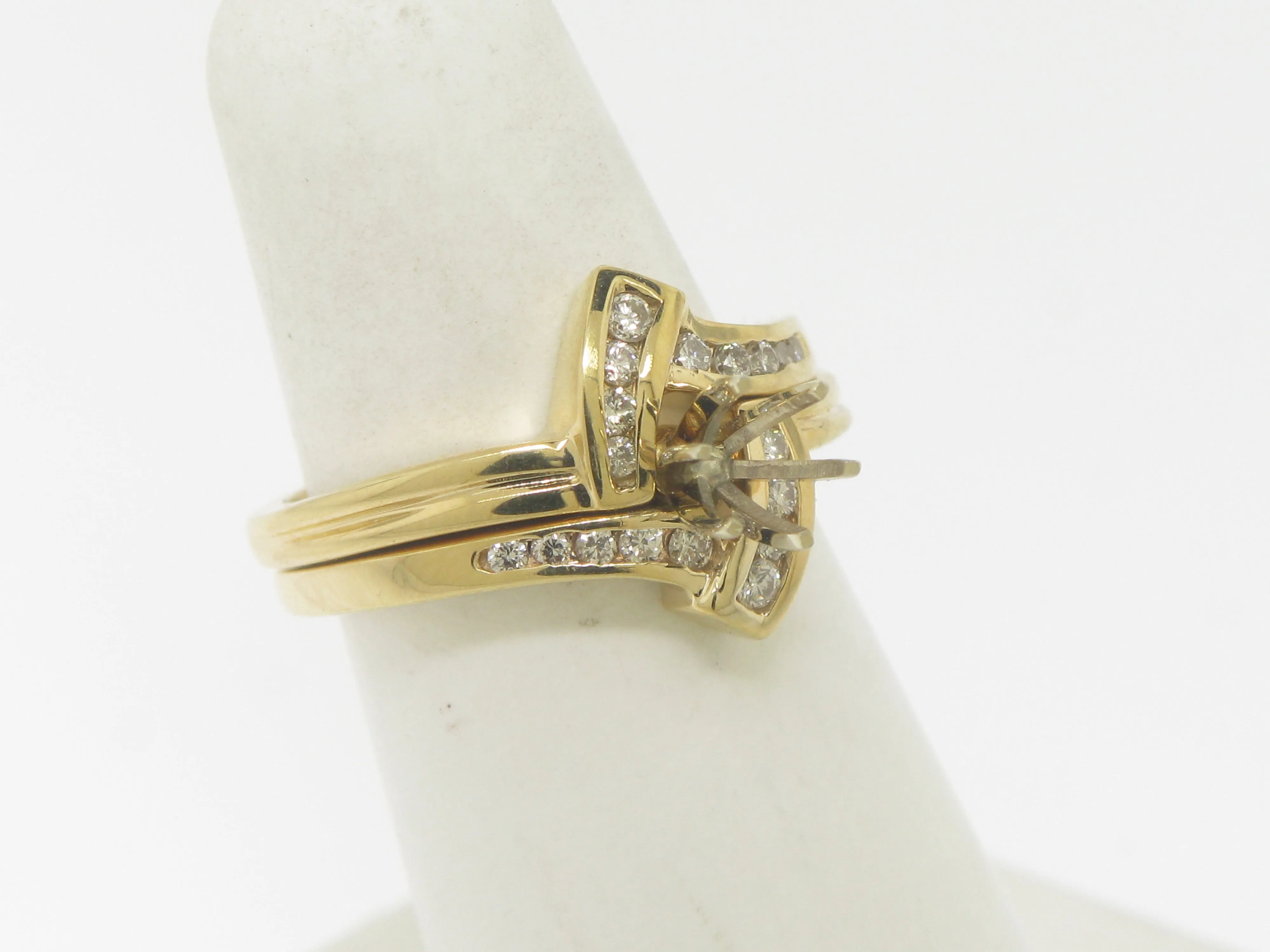 14K Yellow Gold Diamond Wedding Set Mounting for 1/2 CT Diamond Size 5.5