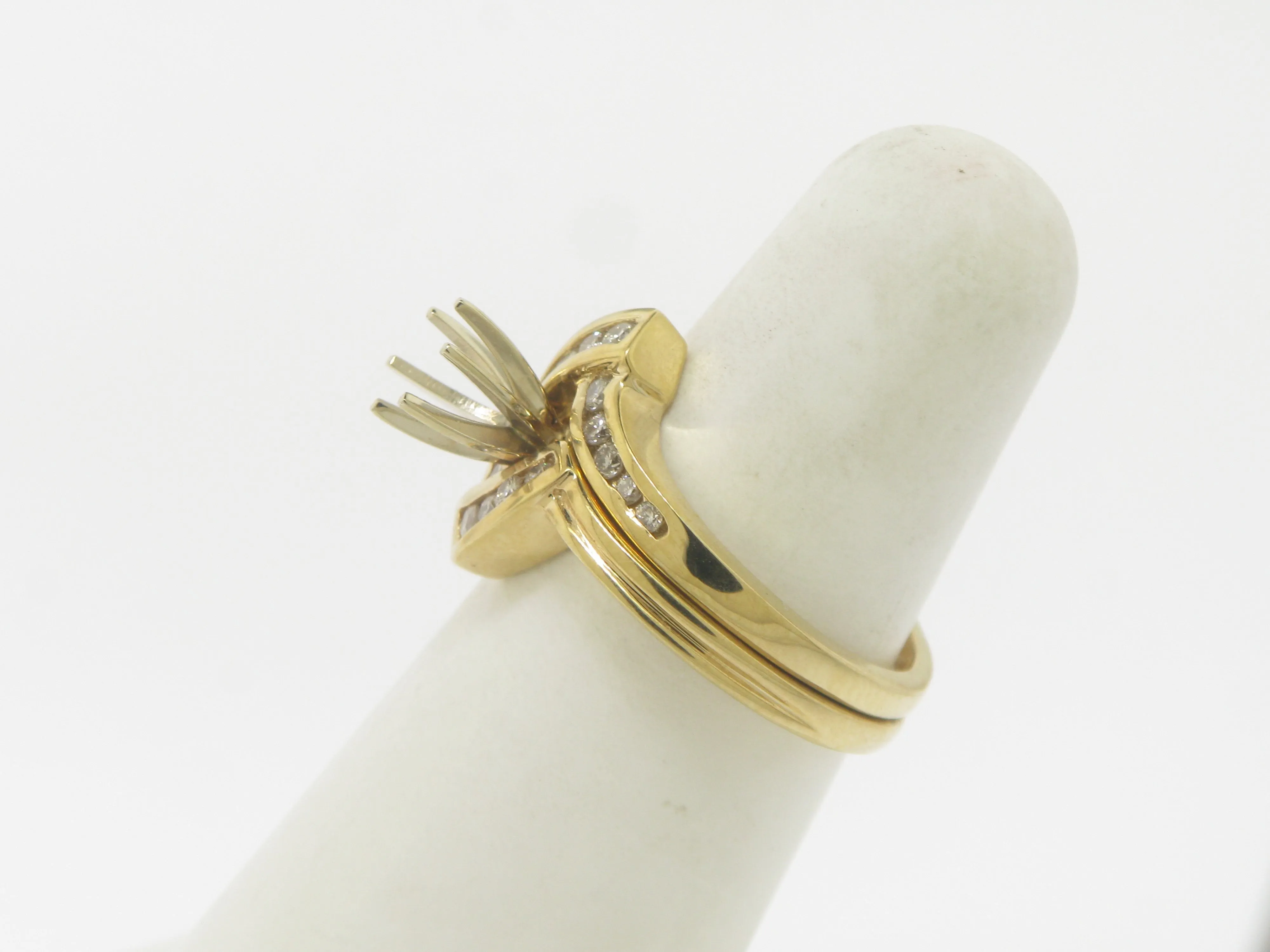 14K Yellow Gold Diamond Wedding Set Mounting for 1/2 CT Diamond Size 5.5