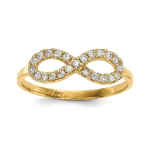 14K Yellow Gold Infinity CZ Ring
