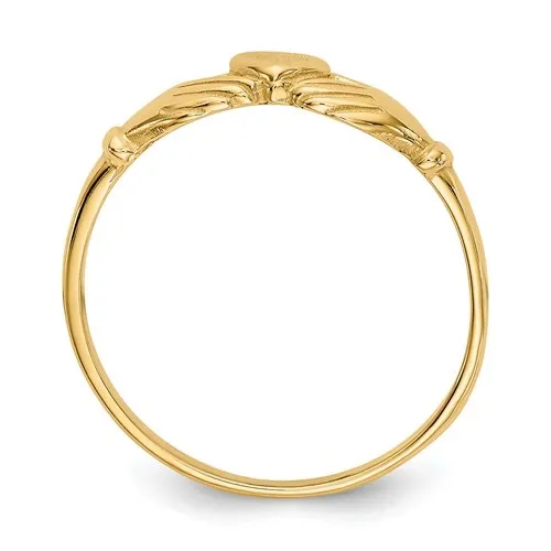 14K Yellow Gold Ladies Polished and Satin Claddagh Ring