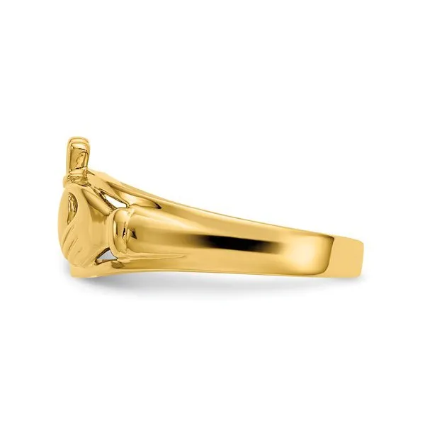 14K Yellow Gold Ladies Polished Claddagh Ring