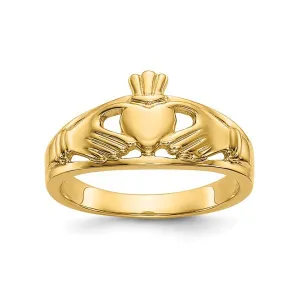 14K Yellow Gold Ladies Polished Claddagh Ring