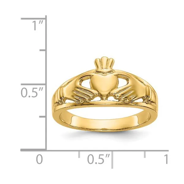 14K Yellow Gold Ladies Polished Claddagh Ring