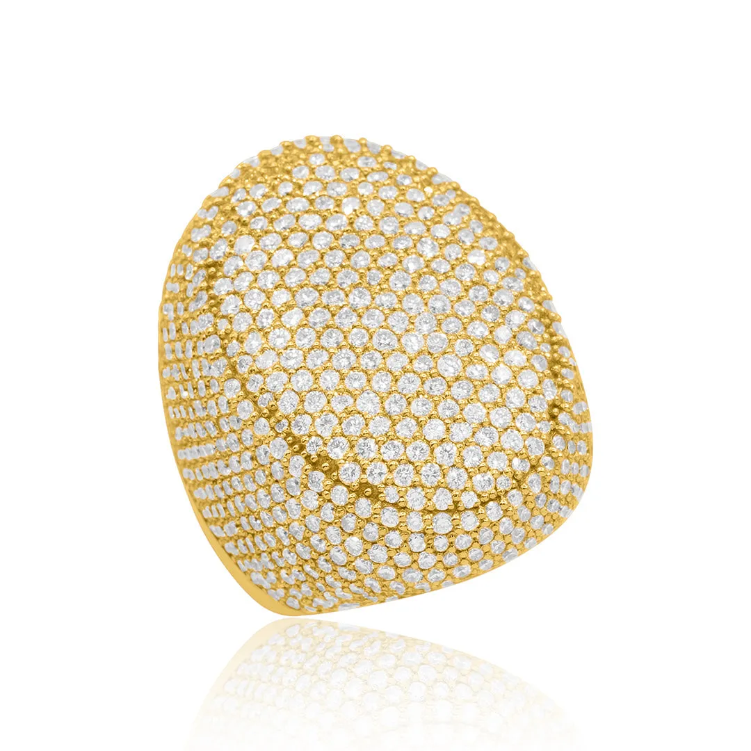 14K Yellow Gold Mens Oval Ring 8.69 Ctw
