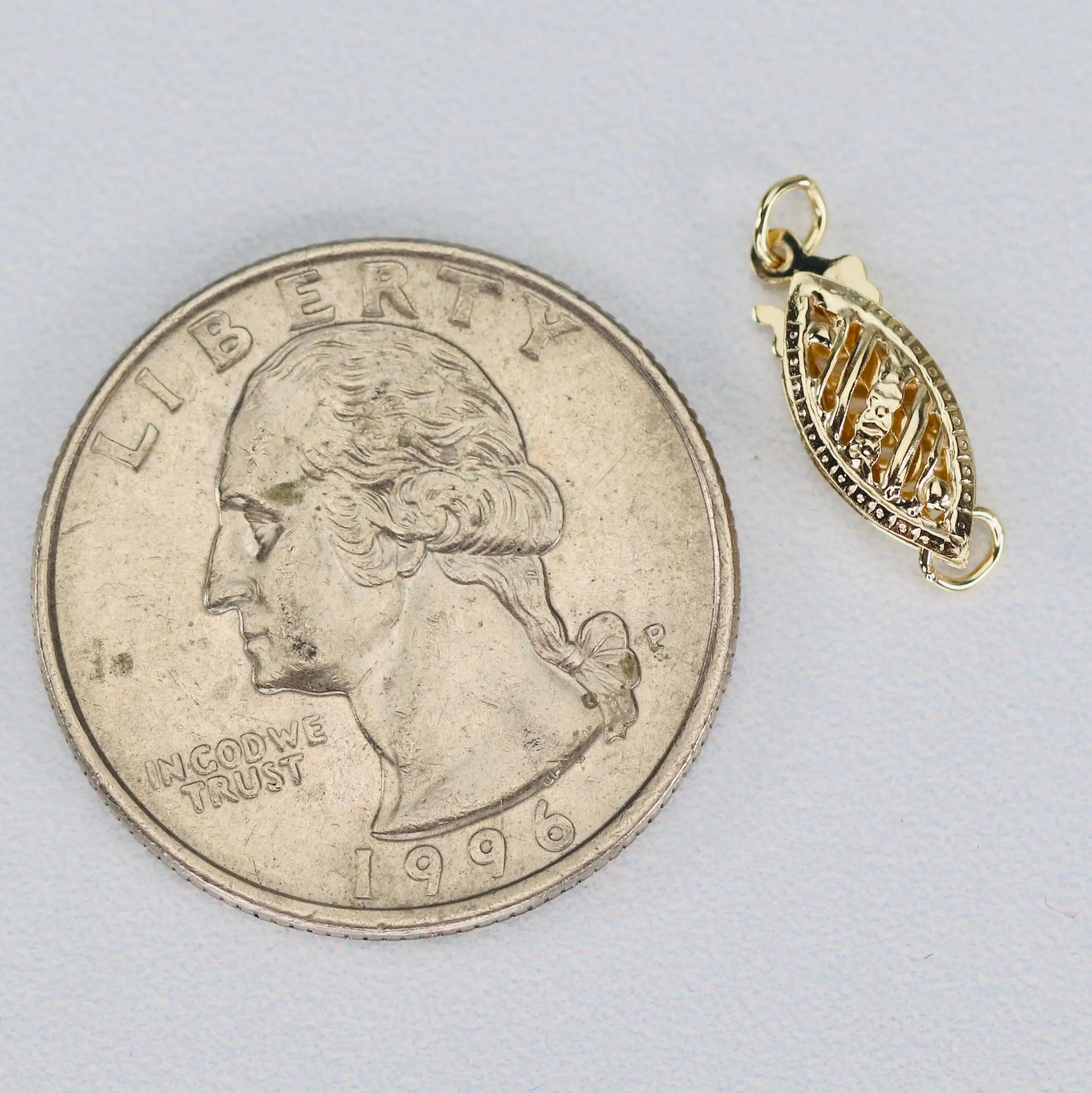 14k yellow gold pearl/bead fish hook clasp