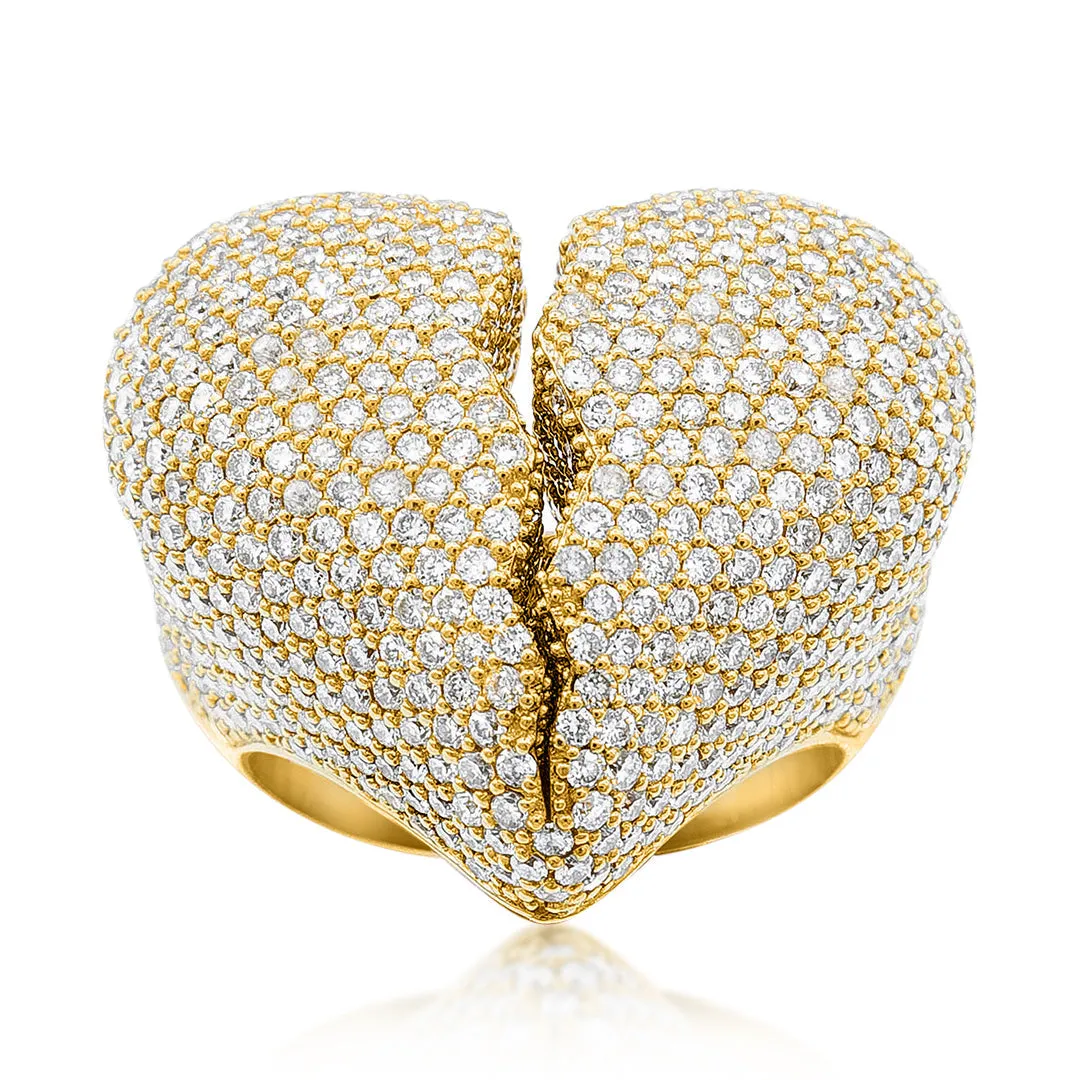 14K Yellow Gold "Broken Heart" Ring 6.59 Ctw