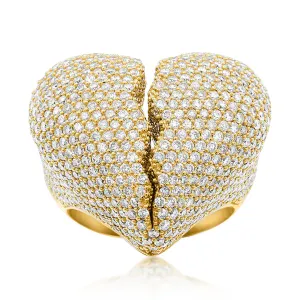 14K Yellow Gold "Broken Heart" Ring 6.59 Ctw