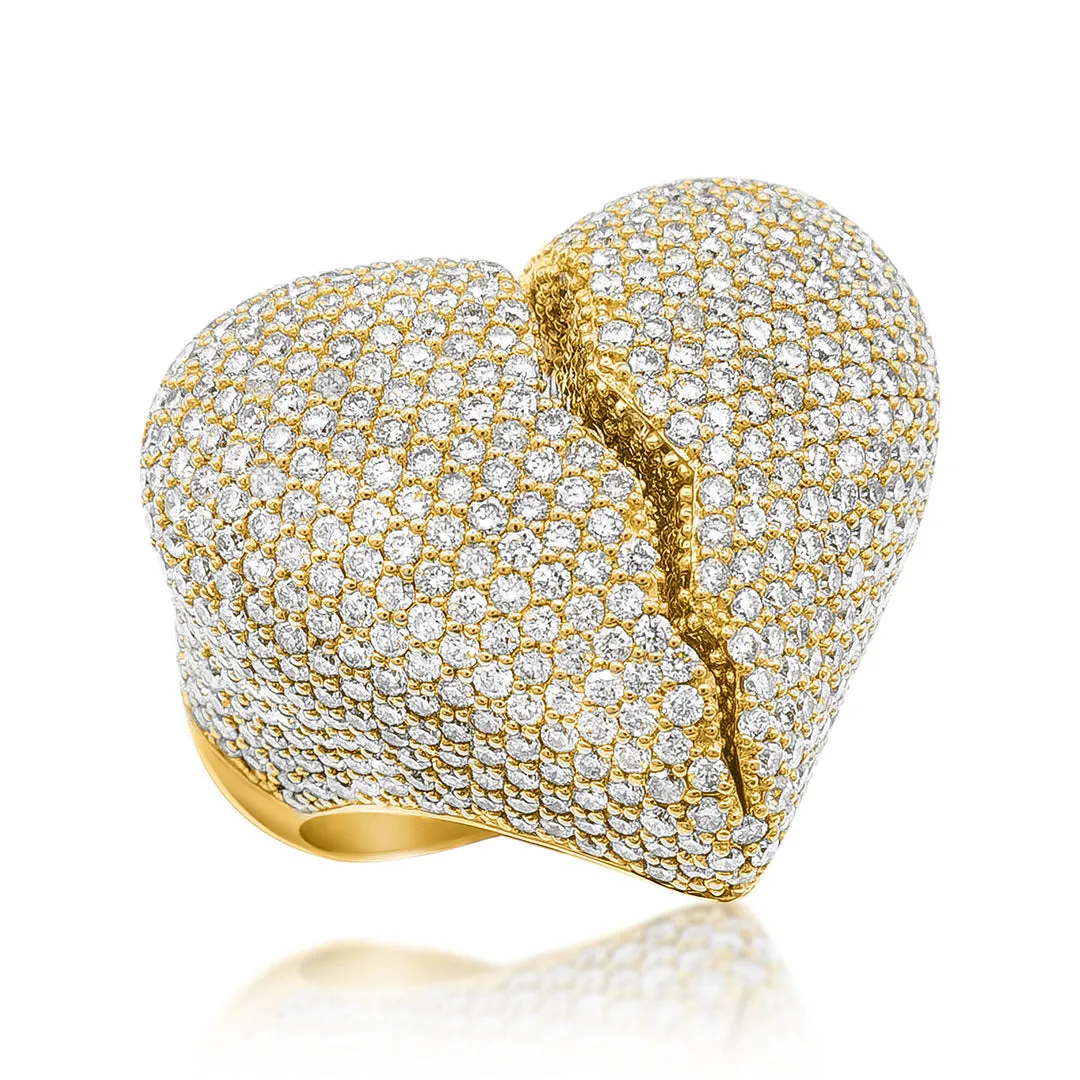 14K Yellow Gold "Broken Heart" Ring 6.59 Ctw
