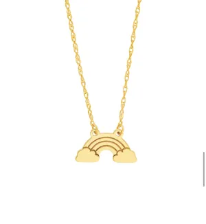 14K Yellow Gold Rainbow and Cloud Necklace