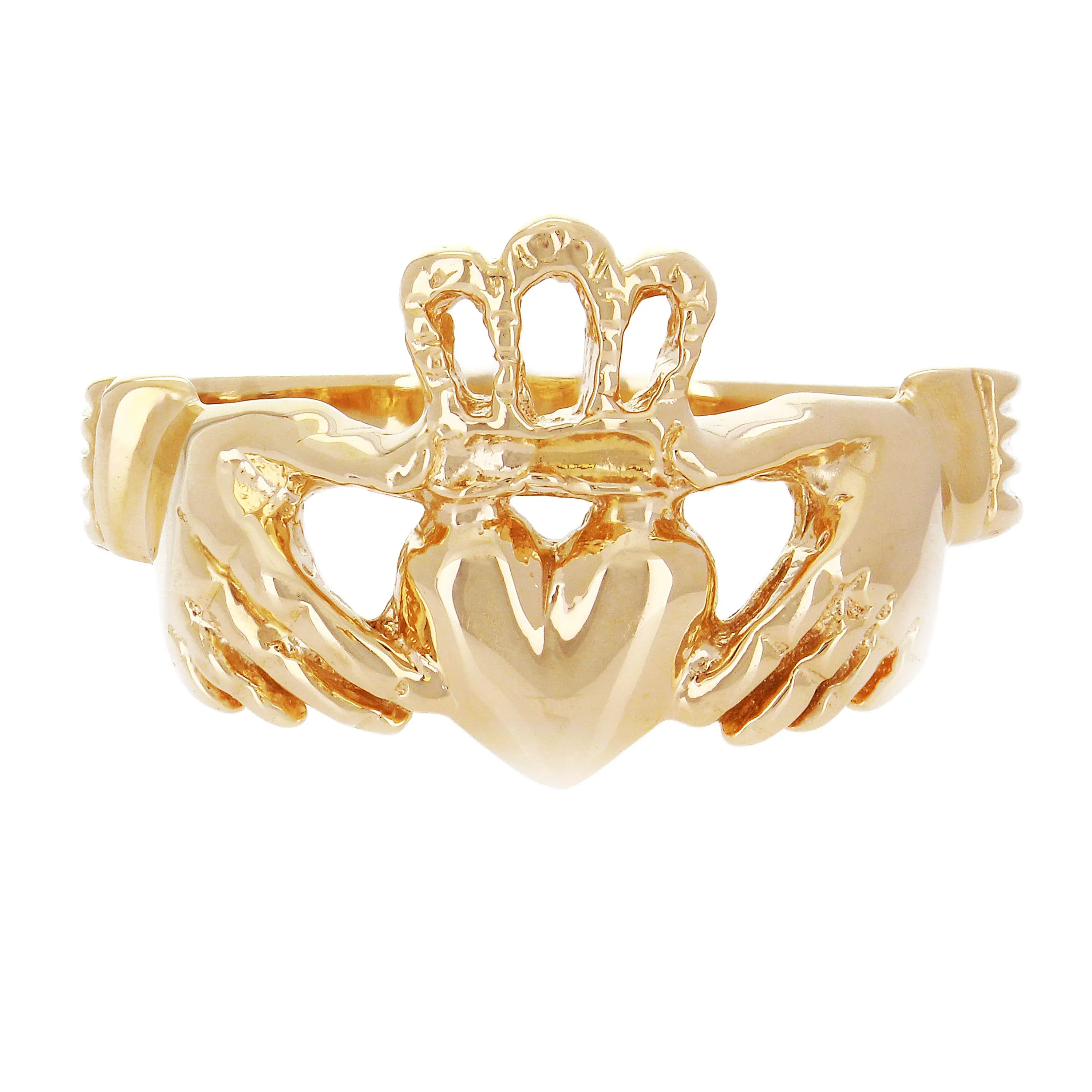 14k Yellow White or Rose Gold Love Friendship Claddagh Irish Ring Sizes 5-9