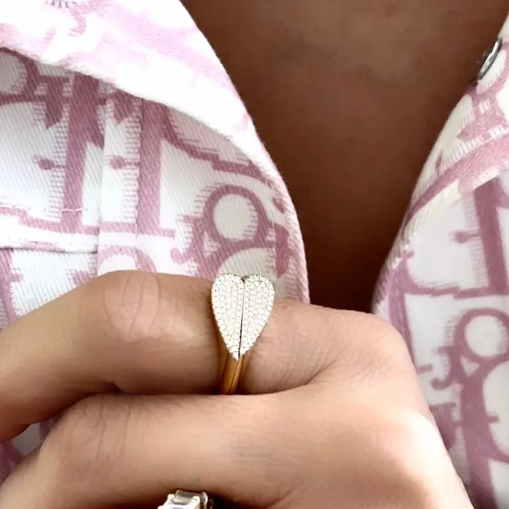 14KT Gold Diamond Split Heart Ring