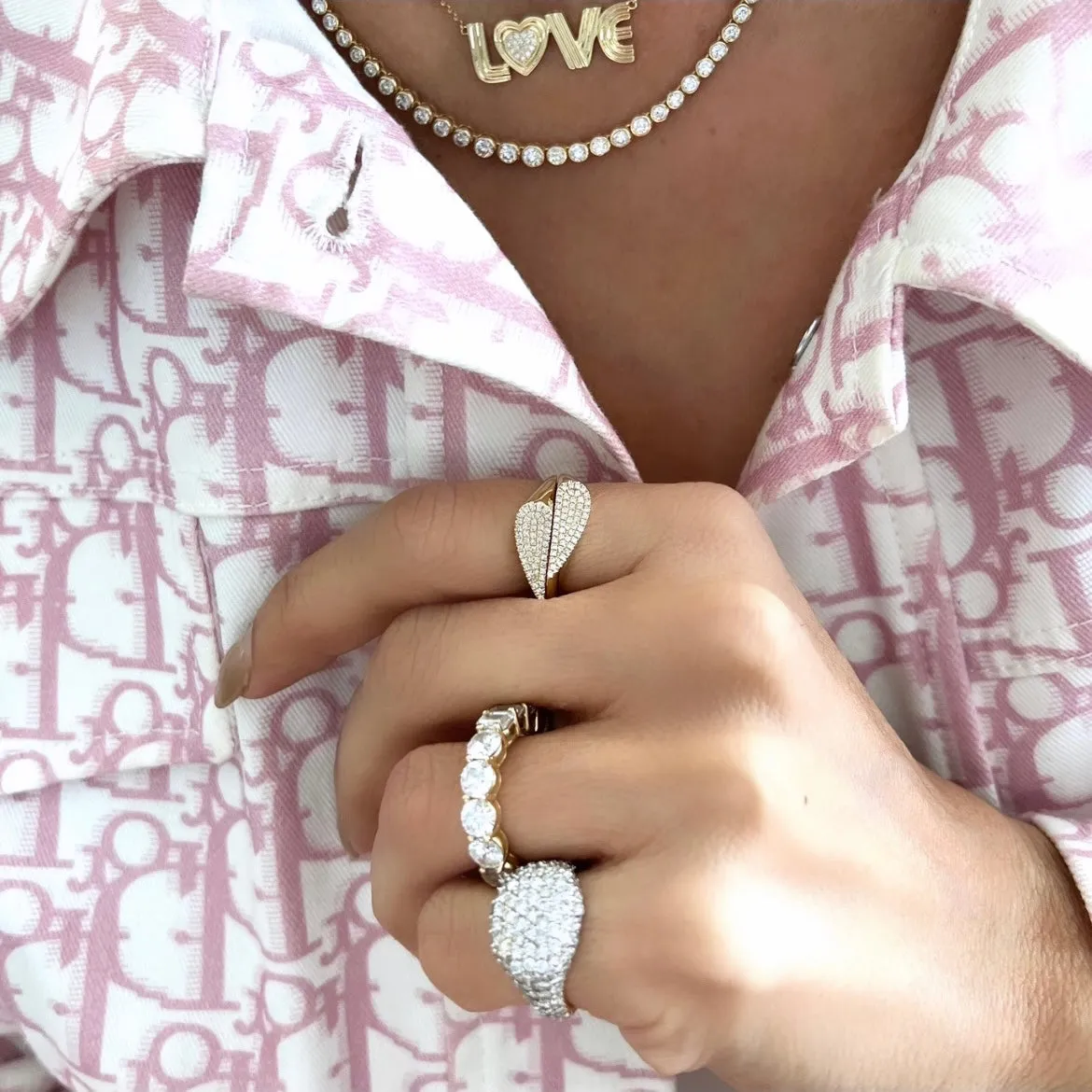 14KT Gold Diamond Split Heart Ring