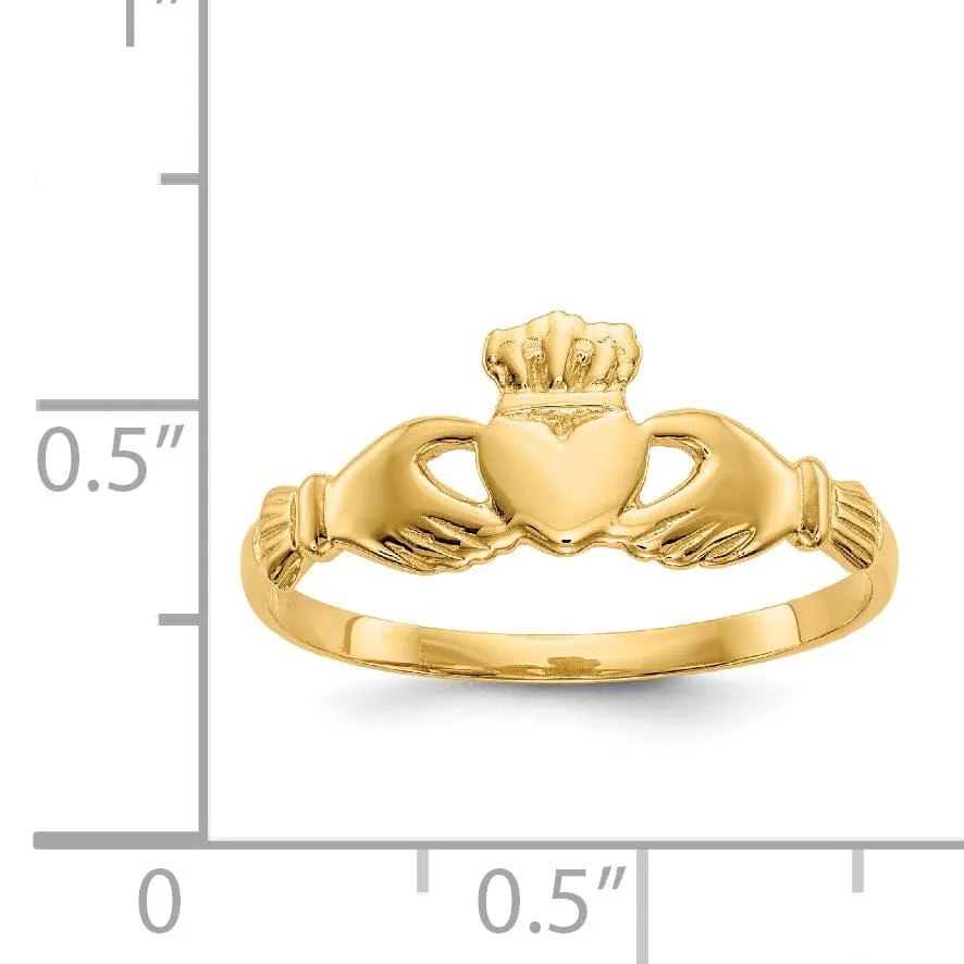 14kt ladies yellow gold claddagh ring