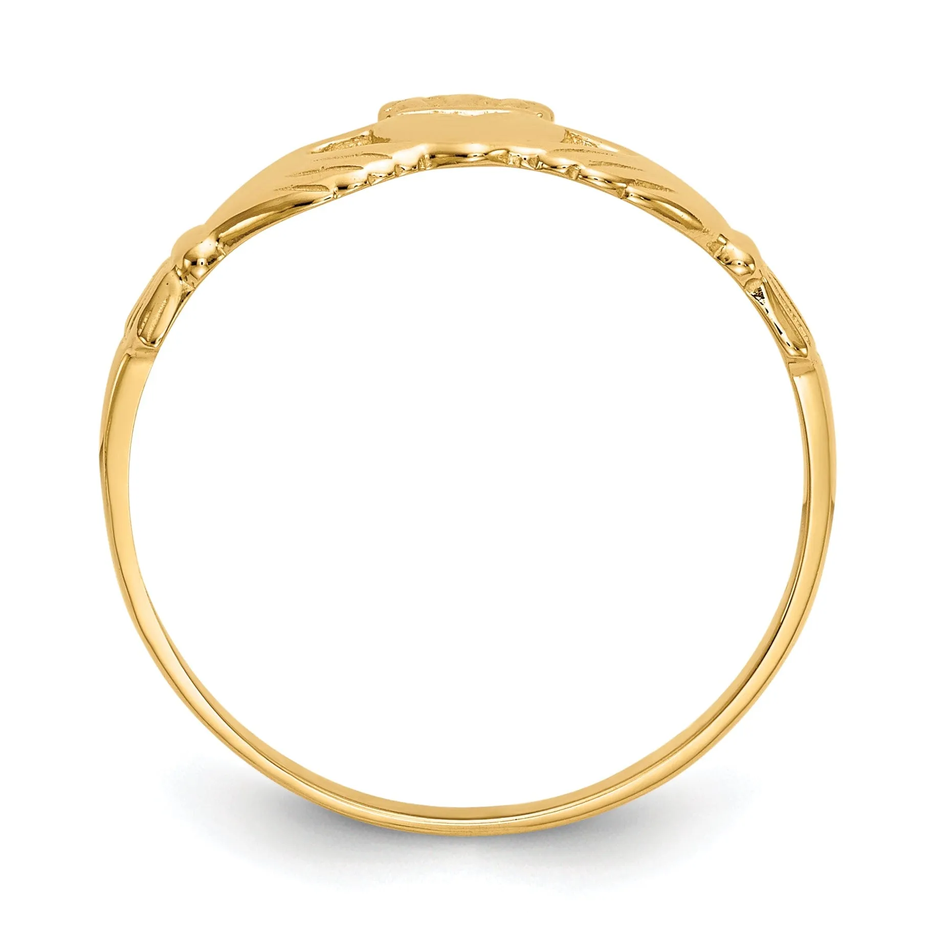14kt ladies yellow gold claddagh ring