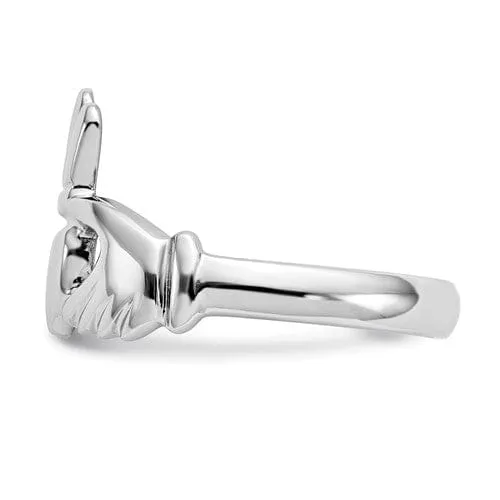 14kt white gold mens claddagh ring