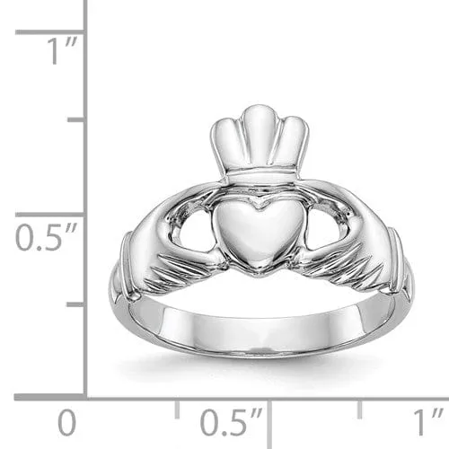 14kt white gold mens claddagh ring