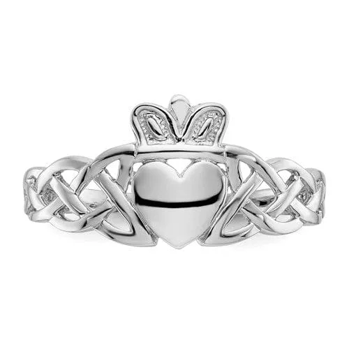 14kt white gold mens claddagh ring