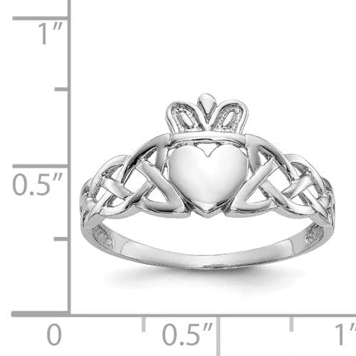 14kt white gold mens claddagh ring