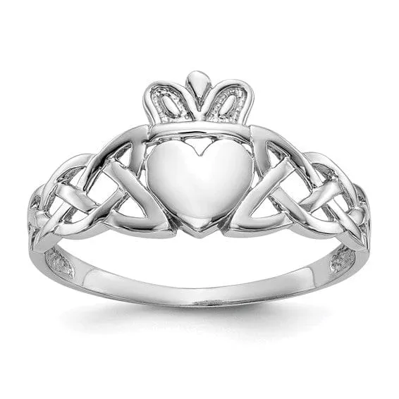 14kt white gold mens claddagh ring