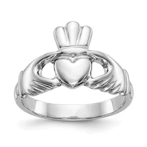 14kt white gold mens claddagh ring