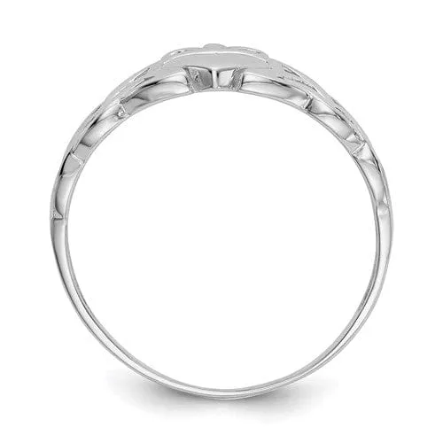 14kt white gold mens claddagh ring