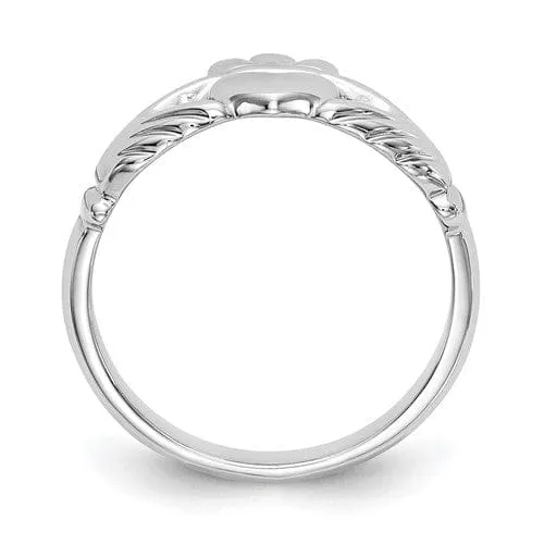14kt white gold mens claddagh ring