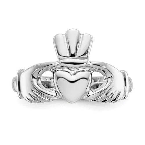 14kt white gold mens claddagh ring