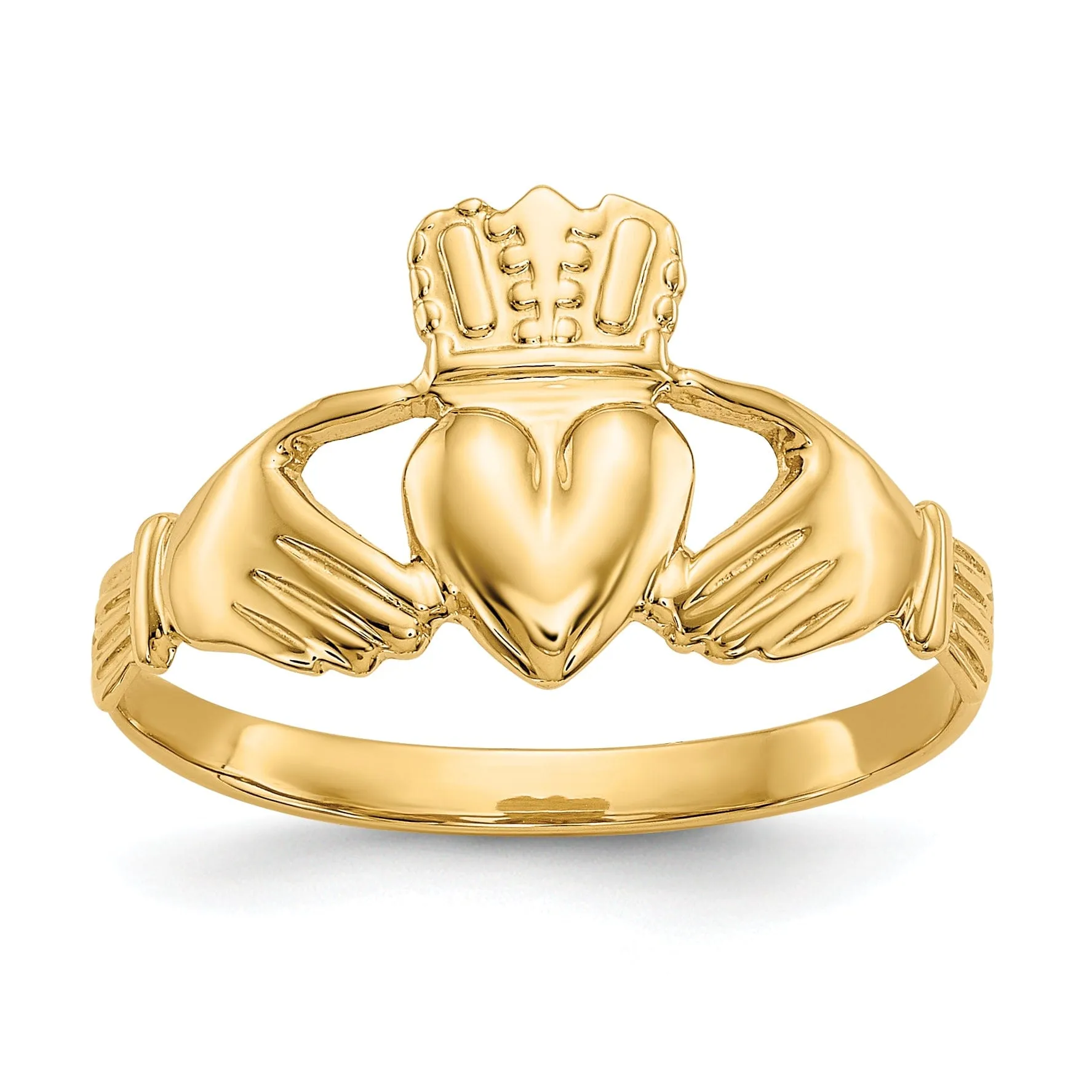 14kt yellow gold ladies claddagh ring