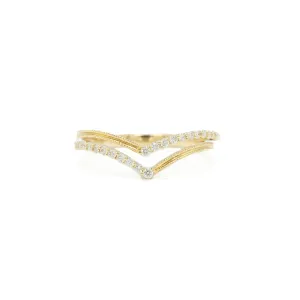 14ky Double Chevron Diamond Band