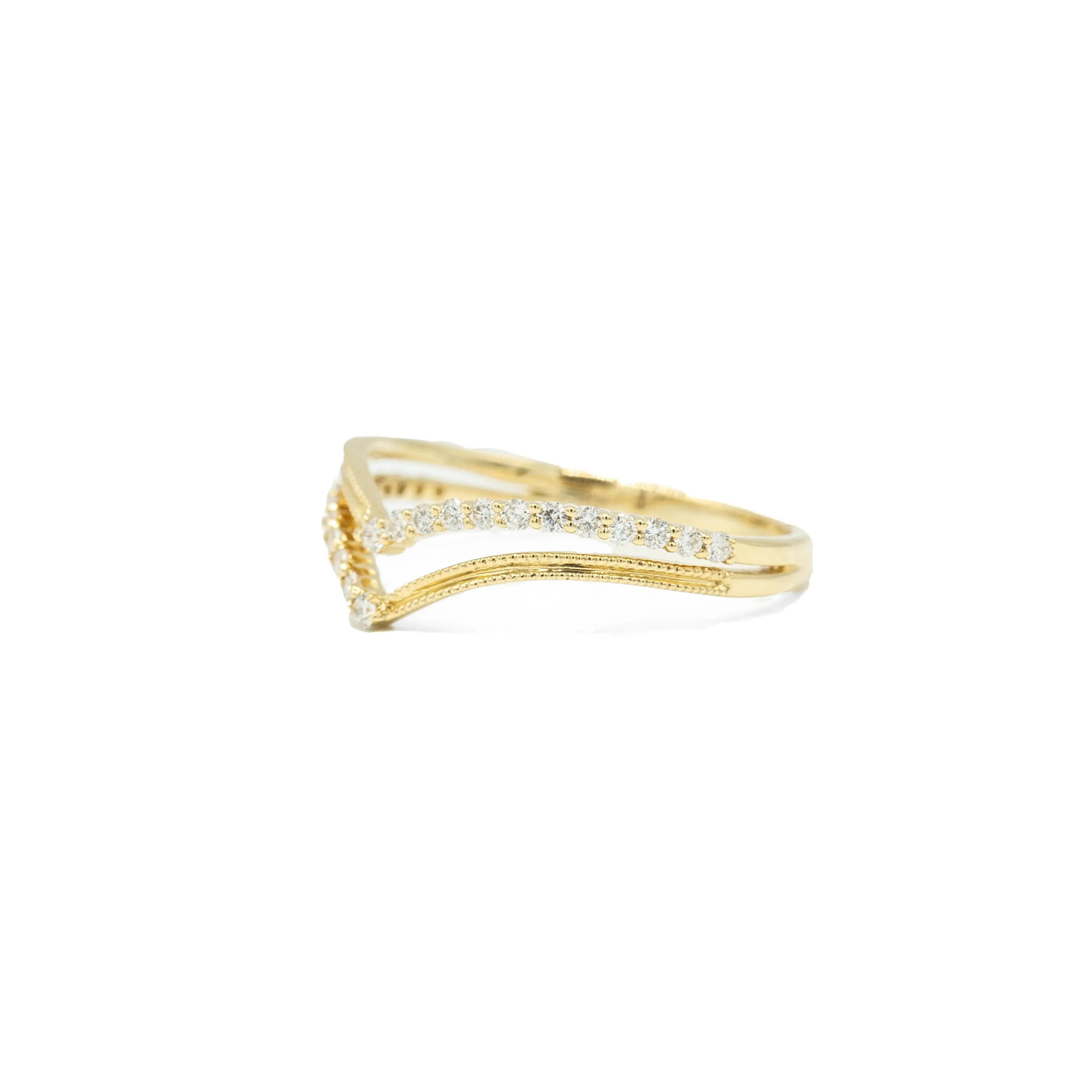 14ky Double Chevron Diamond Band