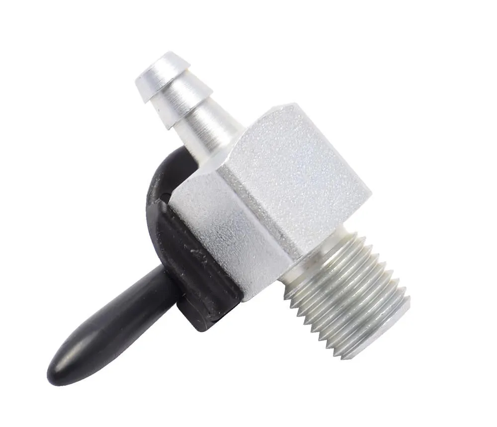 1/4" NPT Petcock - Straight - 180 Degree - Black Handle