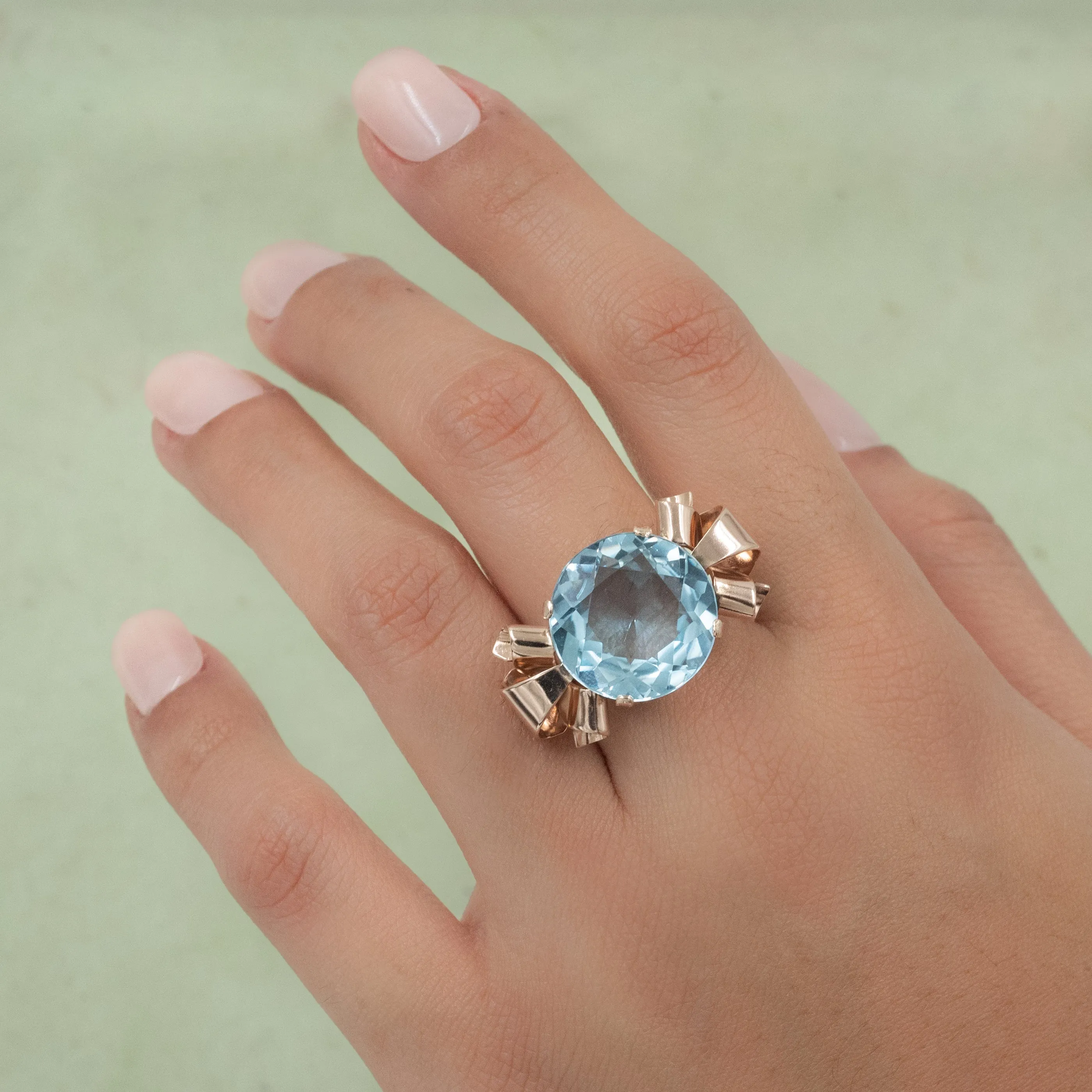 15 Carat Aquamarine Retro Cocktail Ring