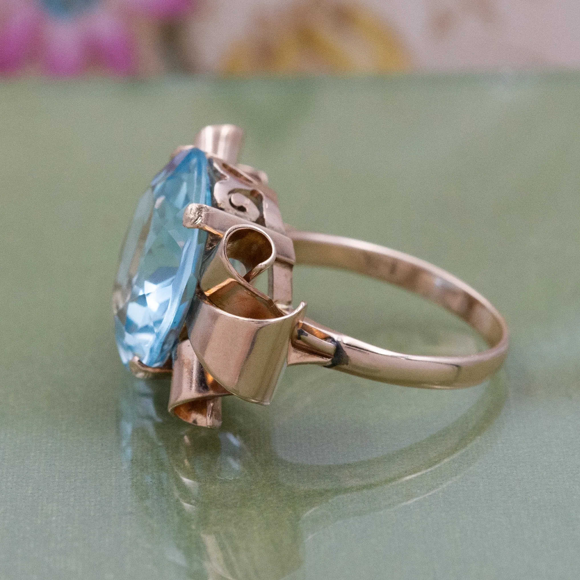 15 Carat Aquamarine Retro Cocktail Ring