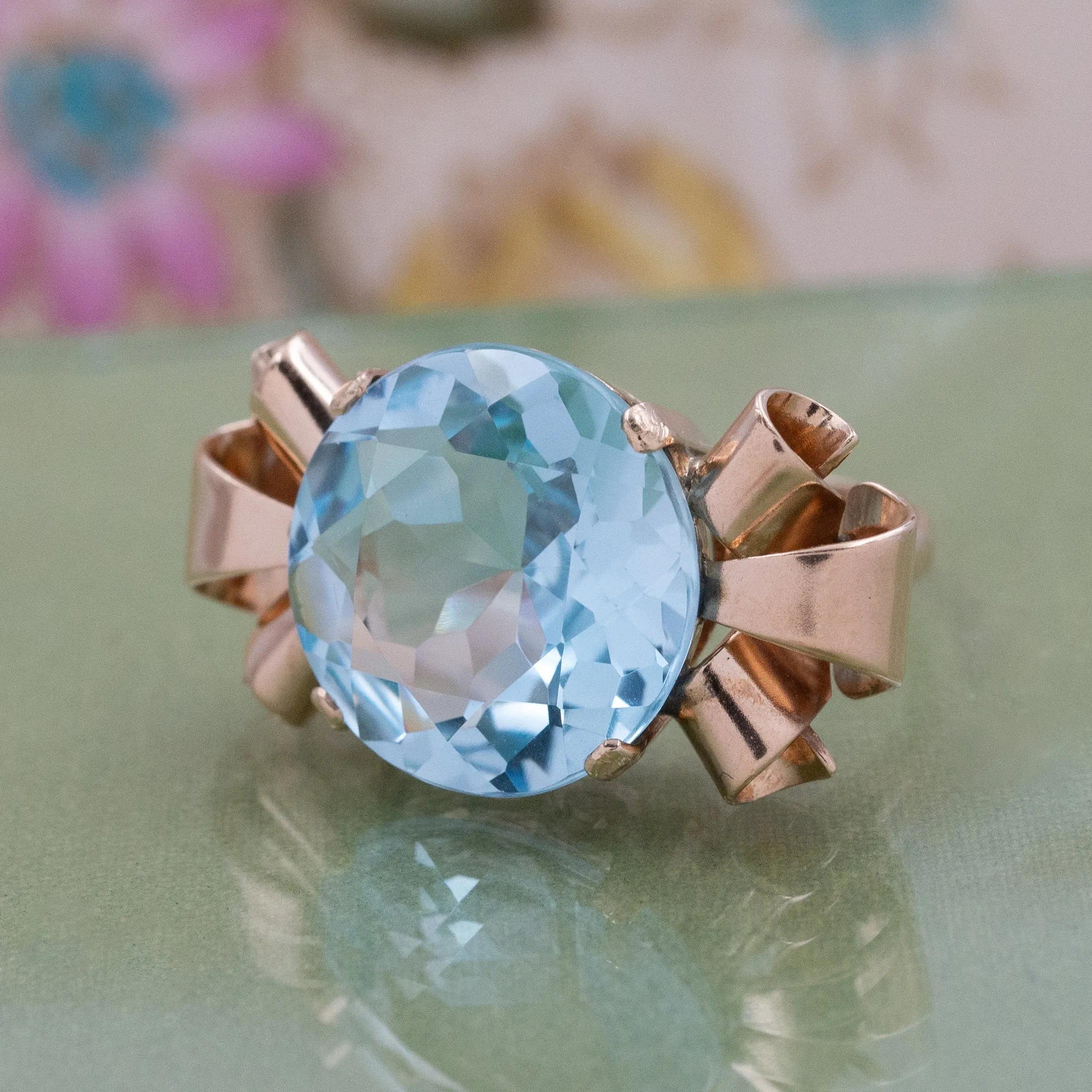 15 Carat Aquamarine Retro Cocktail Ring