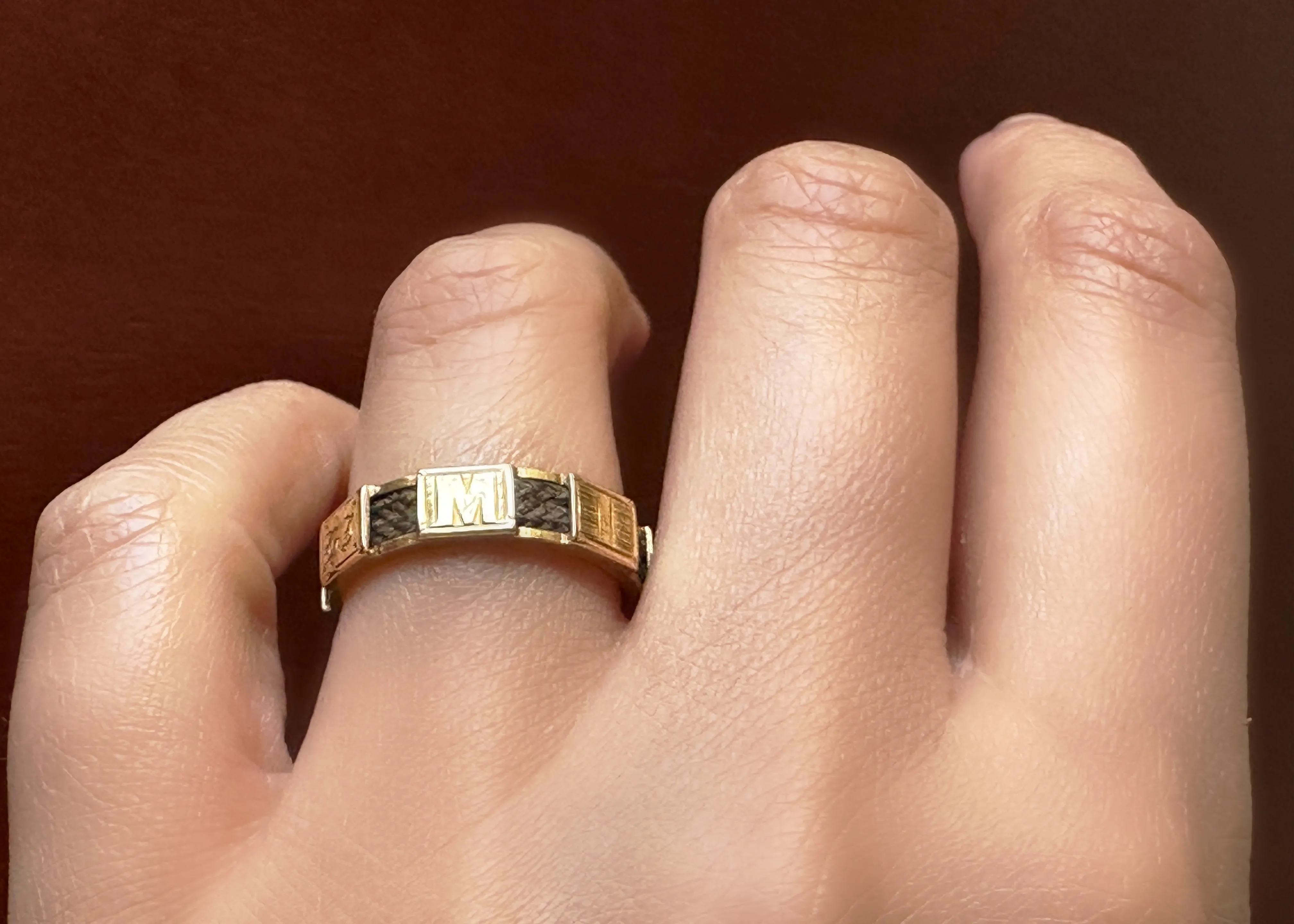 15k Victorian MIZPAH Ring with Hairwork
