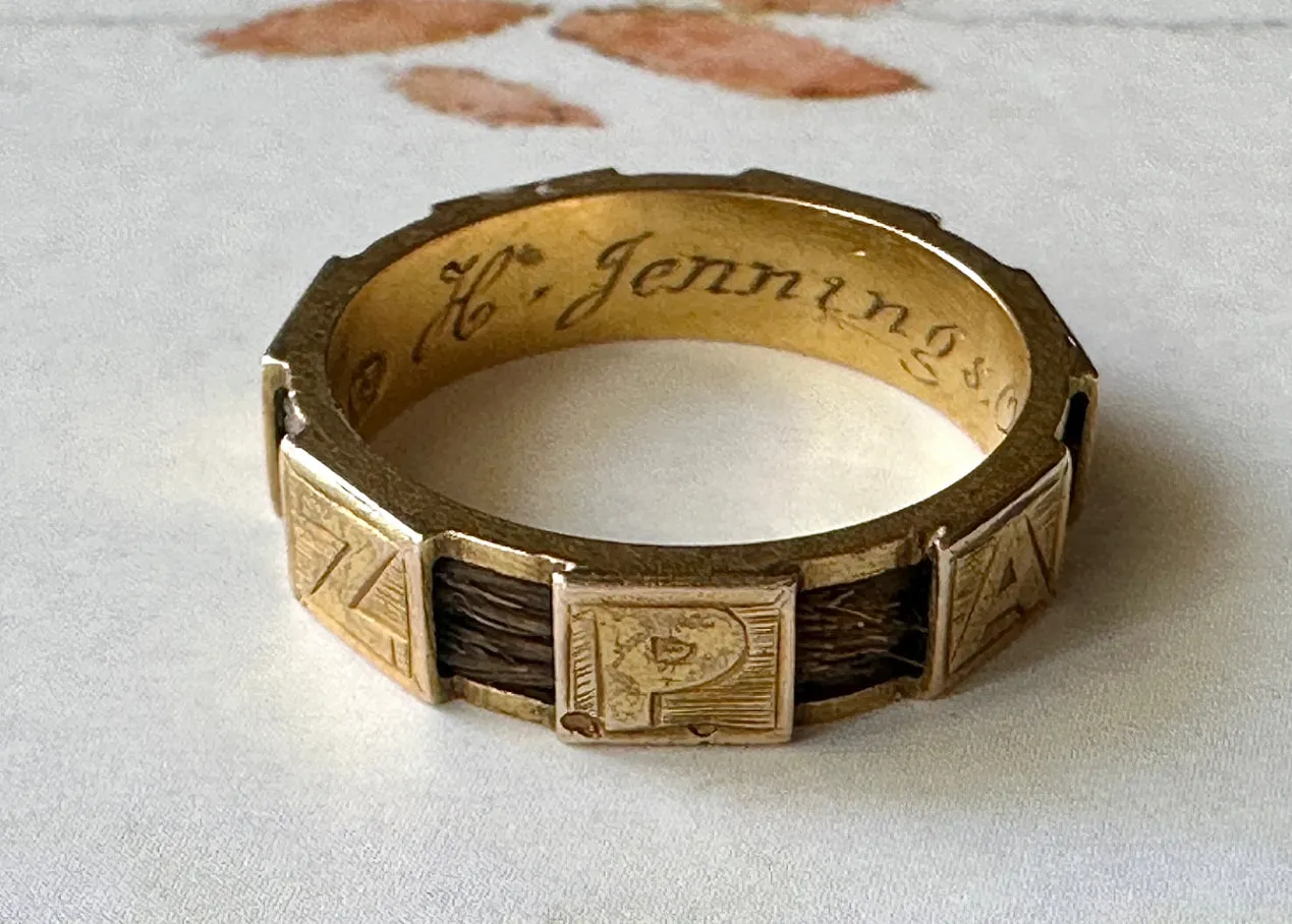 15k Victorian MIZPAH Ring with Hairwork