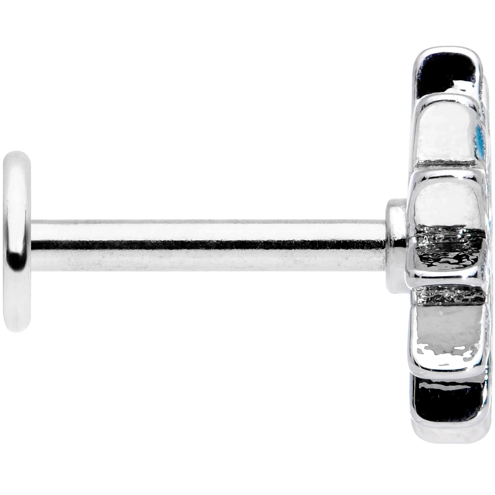 16 Gauge 5/16 Blue Winter Snowflake Christmas Labret Monroe Tragus
