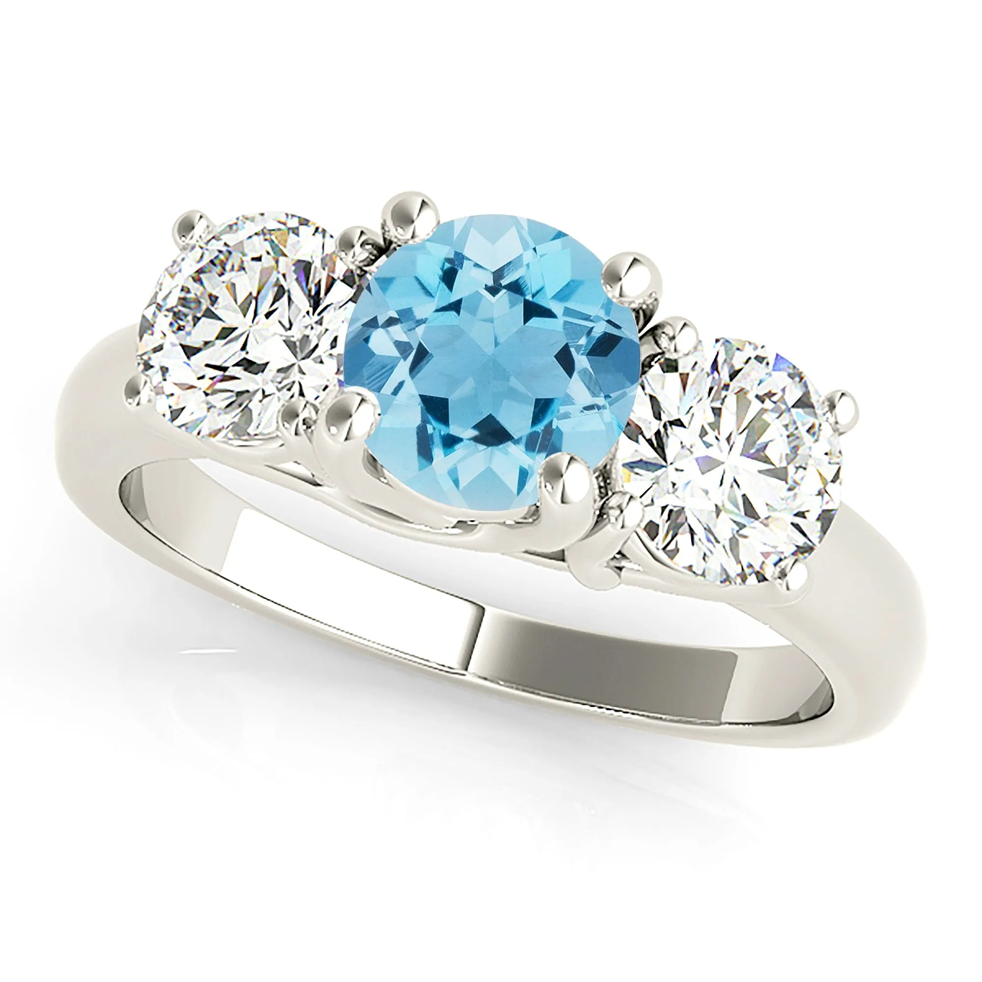 1.65 ct. Genuine Aquamarine Ring With 1.20 ctw. Side Diamonds