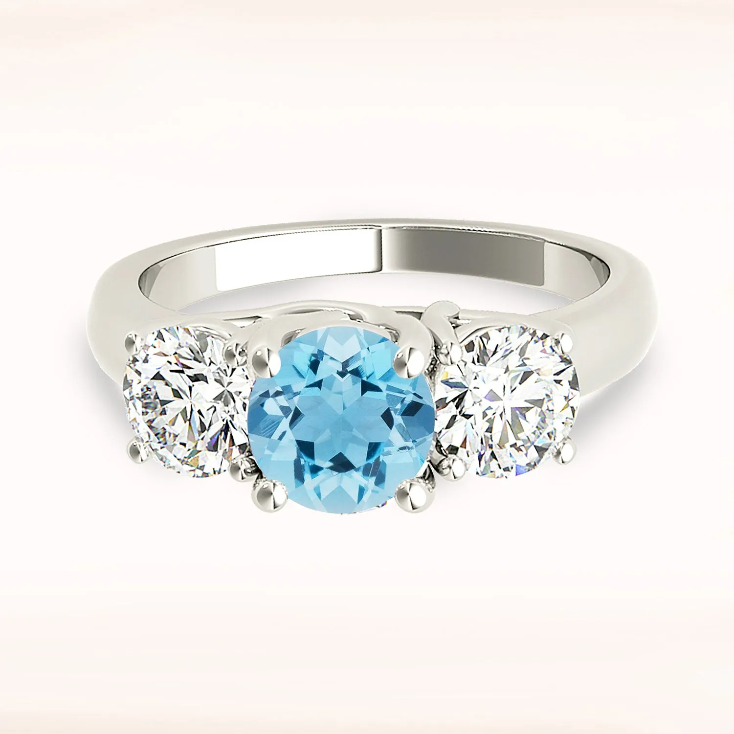 1.65 ct. Genuine Aquamarine Ring With 1.20 ctw. Side Diamonds
