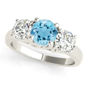 1.65 ct. Genuine Aquamarine Ring With 1.20 ctw. Side Diamonds