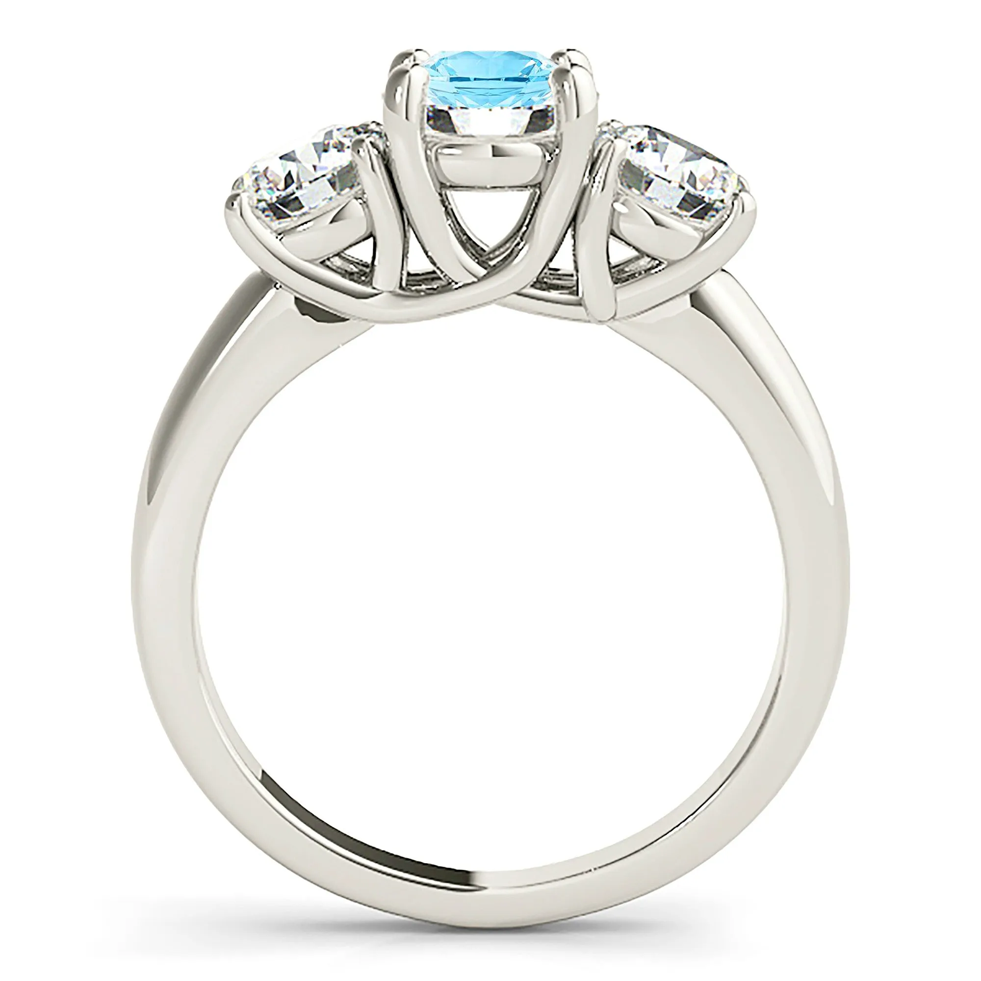 1.65 ct. Genuine Aquamarine Ring With 1.20 ctw. Side Diamonds