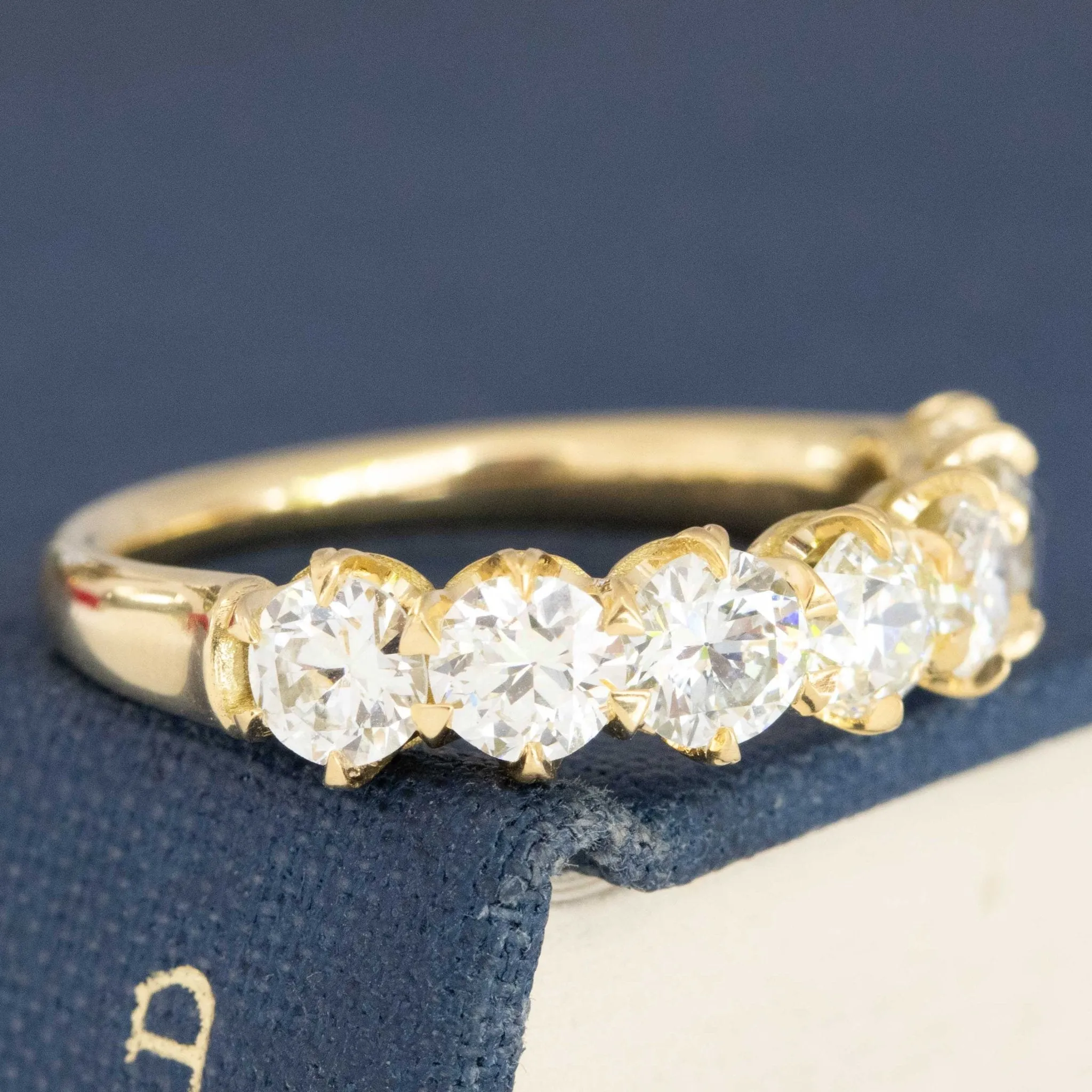 1.67ctw Old European Cut Diamond 7-Stone Half-Hoop Band