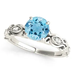 1.75 ct. Genuine Aquamarine Ring With Fancy Hand Carved Shank